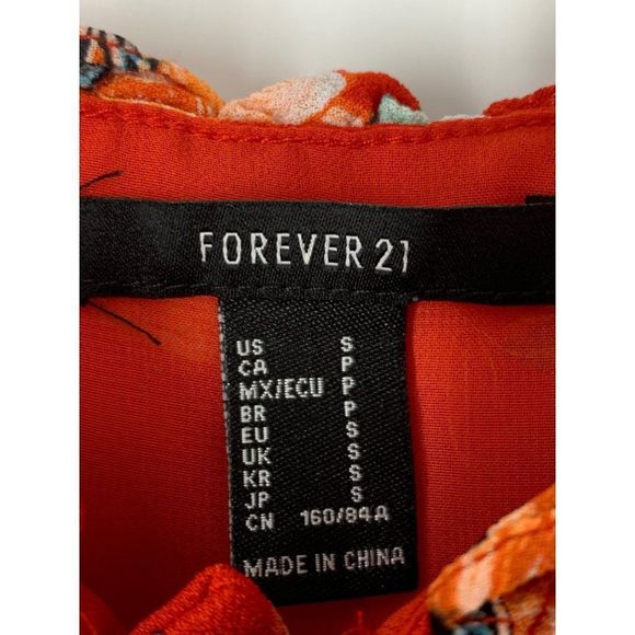 Women’s Forever 21 Orange Strap A Line Sz S Midi Dress Tropical 5324 - Picture 4 of 10